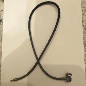 pandora double wrap black leather bracelet